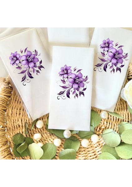 Mor Çiçek Temalı Sunum Peçete 20 Adet