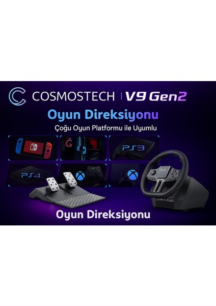 Pxn V9 Gen 2 Direksiyon Seti – Hall Effect Pedallar, Vites, 270°/900° Geçiş, Manyetik Sensör, Pc/xbox Series X|s/one/ps4 Uyumlu Gaming Racing Wheel fırsatları