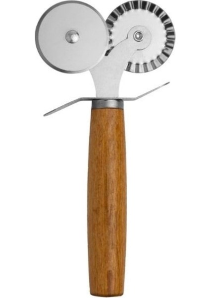 Paslanmaz Karbon Çelik, Delikli, Yanmaz 32 cm Büyük Boy Pizza ve Lahmacun Tepsisi ve Pizza Ruleti