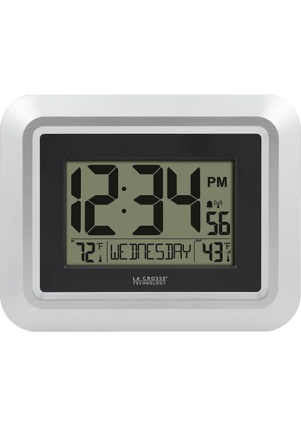 Technology 513-1918S-INT Dijital Duvar Saati, Sıcaklık, Gümüş