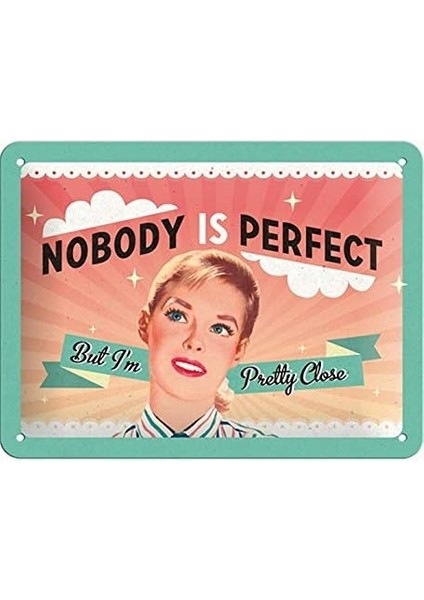 Art Nobody Is Perfect Kabartmalı Metal Duvar Panosu