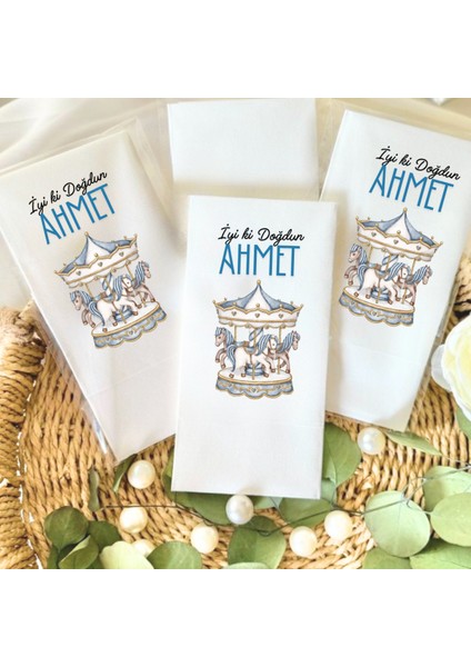 Pembe Atlı Karınca Baskılı Doğum Günü Peçetesi 20 Adet
