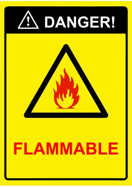 Danger! Flammable Isg Uyarı Levhası Pvc A5 15X21 cm