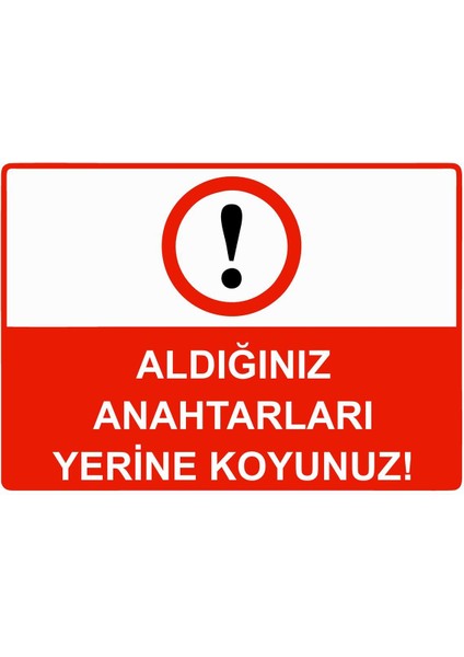 Aldığınız Anahtarları Yerine Koyunuz! Isg Uyarı Levhası Pvc A5 15X21 cm