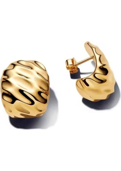 Gold Renk Dalgalı Geniş Halka Küpe fiyatları