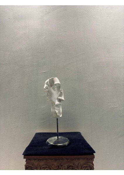 Antik Filozof Yüzü Heykeli 54×23 cm | Büyük Boy Fragment Büst | Boyanabilir Polyester Dekoratif Heykel | Metal Standlı Modern Sanat Objesi modelleri