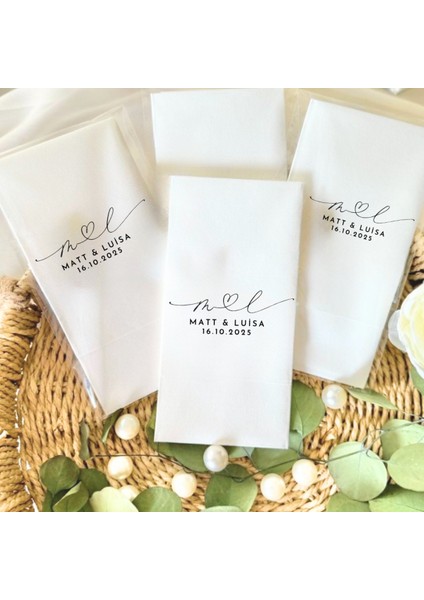 Kişiye Özel Sade Şık Baskılı Peçete 20 Adet