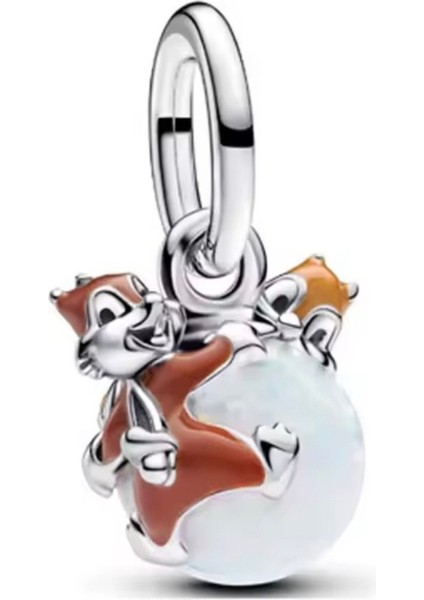 Gümüş Disney Chip ve Dale Biblo Sallantılı Charm
