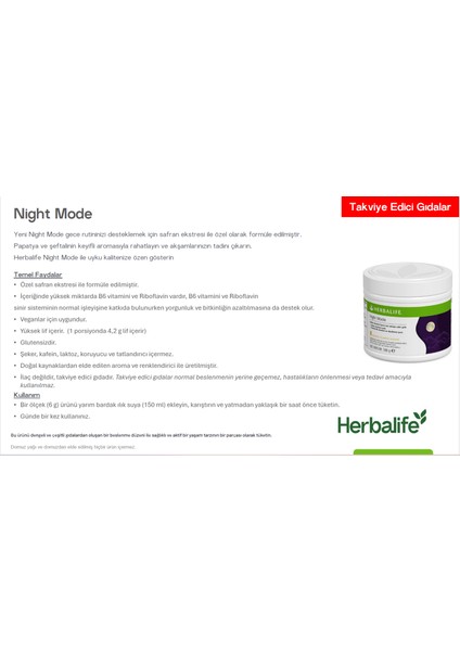Night Mode – Safran Ekstresi ve B6 Vitaminli Uyku Desteği (180G) indirimleri