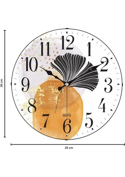 36 cm Gerçek Cam Akar Saniye Sessiz Mekanizma Dekoratif Duvar Saati Nss