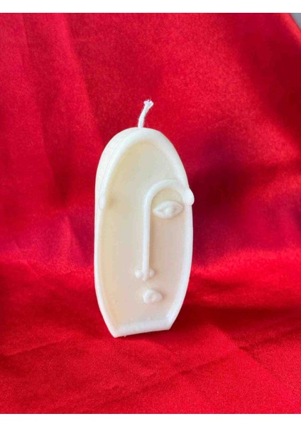 Minimalist Abstract Yüz Tasarımlı Dekoratif Mum – El Yapımı Sanat Mum