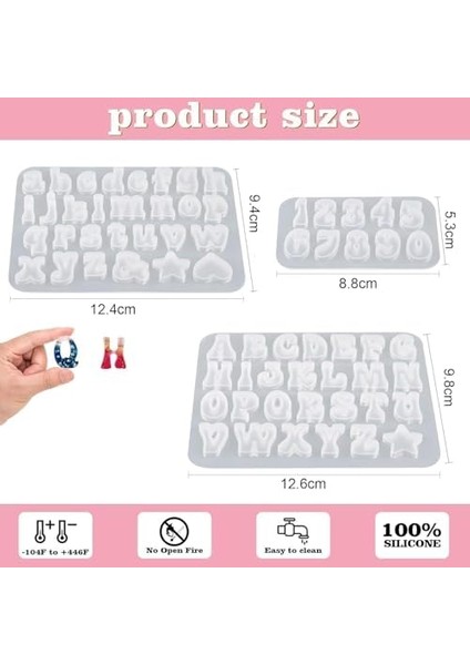 Silikon Reçine Kalıplar, 3 Parça Epoksi Reçine Kalıbı, Küçük Numara ve Harf Kalıpları, Epoksi Için Silikon Kalıp, Kendin Yap Küpe Kolye Pandantif Takı Dekorasyonu Için