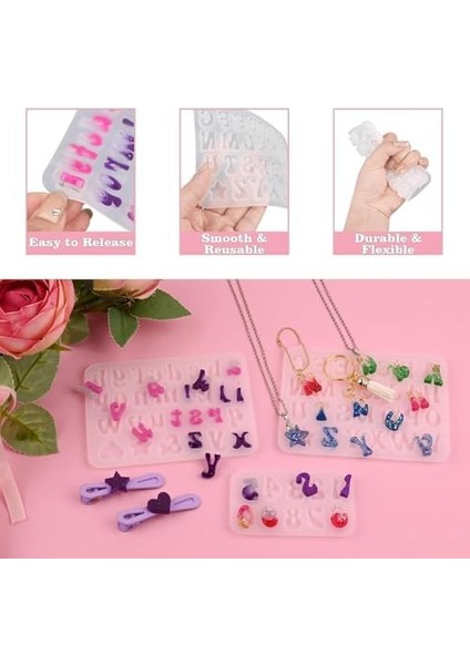 Silikon Reçine Kalıplar, 3 Parça Epoksi Reçine Kalıbı, Küçük Numara ve Harf Kalıpları, Epoksi Için Silikon Kalıp, Kendin Yap Küpe Kolye Pandantif Takı Dekorasyonu Için modelleri