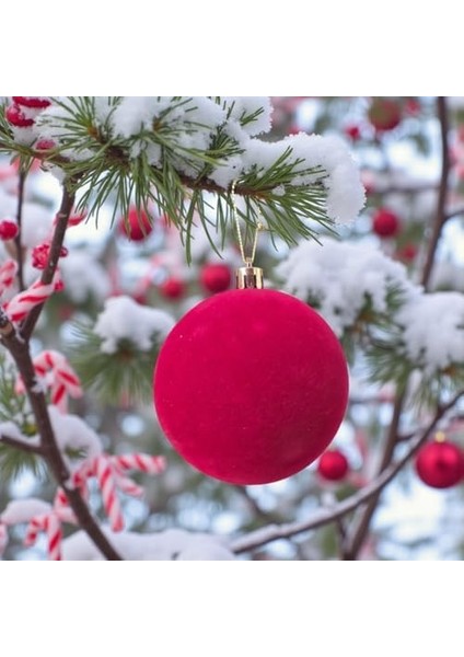 Yılbaşı Topu 8cm Kadife Düz 4lü Bordo AST7438 modelleri