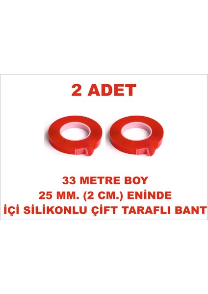 Çift Taraflı Silikon Bant 33 M. Uzunlukta 25 mm Eninde 2 Adet Birlikte Gönderilir