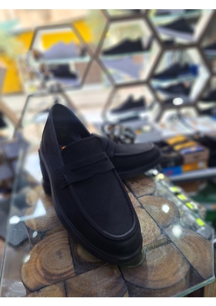Siyah Deri Nubuk Bağsız Hafif Mevsimlik Klasik Erkek Ayakkabı modelleri