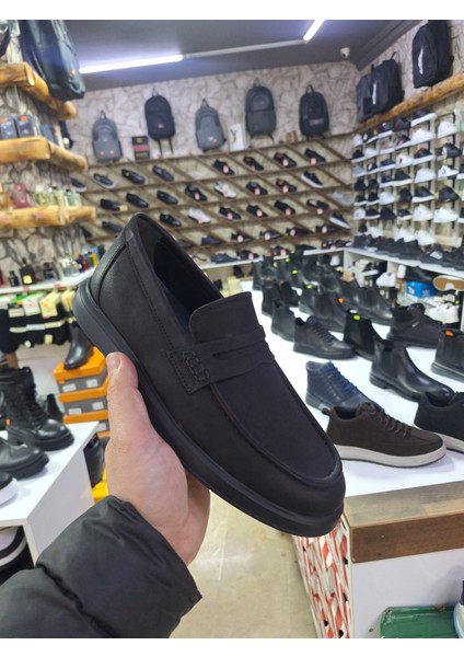 Siyah Deri Nubuk Bağsız Hafif Mevsimlik Klasik Erkek Ayakkabı fırsatları