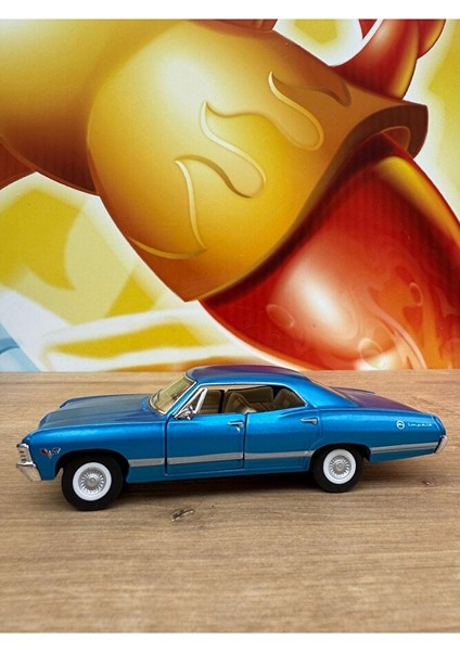Çek Bırak 1967 Chevrolet Impala Mavi Diecast Model Araba 1967 Chevy Impala Mavi Açılan Kapılar fiyatları