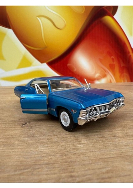 Çek Bırak 1967 Chevrolet Impala Mavi Diecast Model Araba 1967 Chevy Impala Mavi Açılan Kapılar fırsatları