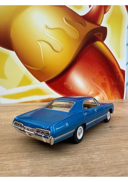 Çek Bırak 1967 Chevrolet Impala Mavi Diecast Model Araba 1967 Chevy Impala Mavi Açılan Kapılar indirimleri
