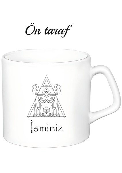 Kişiye Özel Mısır Temalı Beyaz Afilli Kupa Bardak