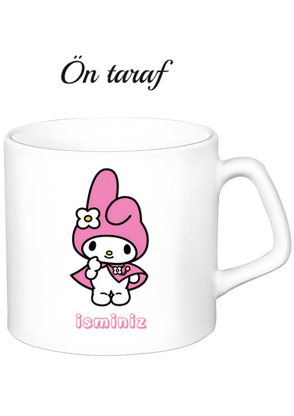 Kişiye Özel Kuromi Beyaz Afilli Kupa Bardak