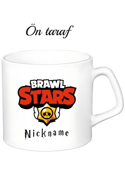 Kişiye Özel Brawl Stars Temalı Beyaz Afilli Kupa Bardak