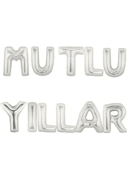 Mutlu Yıllar Folyo Balon Yazısı Set 36 cm Yılbaşı Süsü Seti