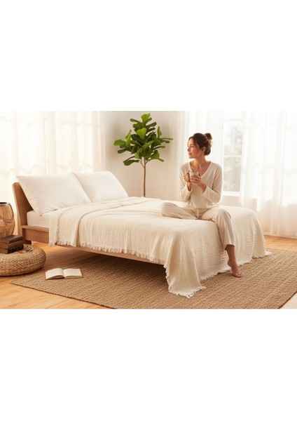 4 Kat Müslin Çift Kişilik Pike, Tv Battaniyesi, Koltuk Şalı ve Yatak Örtüsü Pamuklu fırsatları