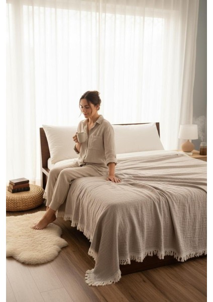 4 Kat Müslin Çift Kişilik Pike, Tv Battaniyesi, Koltuk Şalı ve Yatak Örtüsü Pamuklu indirimleri