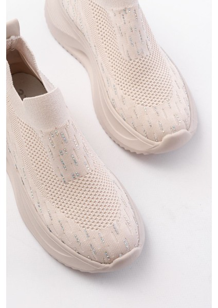 ZRİN-707 Bej Triko Faillant Taban Slip-On Taşlı Kadın Spor Ayakkabı fırsatları