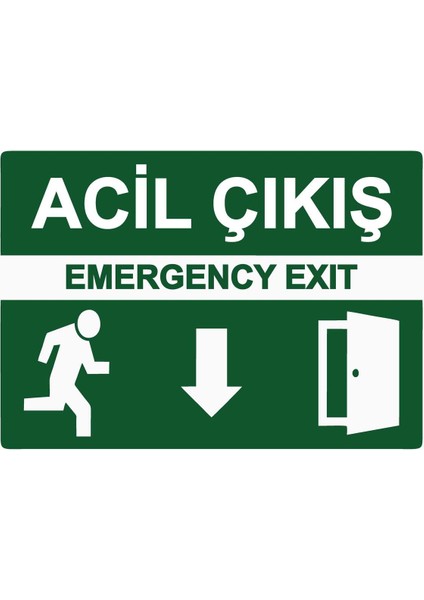 Acil Çıkış Emergency Exıt Isg Uyarı Levhası Pvc A5 15X21 cm
