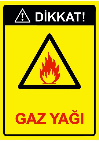 Dikkat! Gaz Yağı Isg Uyarı Levhası Pvc A5 15X21 cm