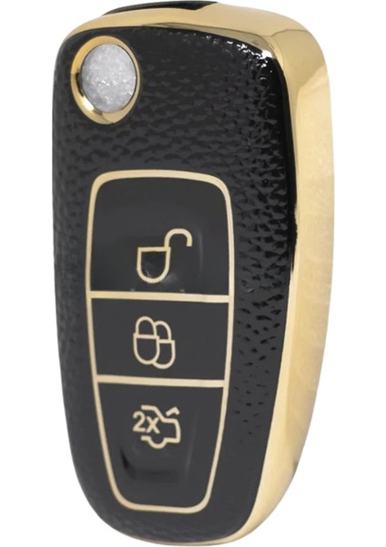 Ford Courier Focus Fiesta C-Max Mondeo Custom Galaxy 3 Buton Nano Deri Anahtar Kılıfı Sustalı Gold modelleri