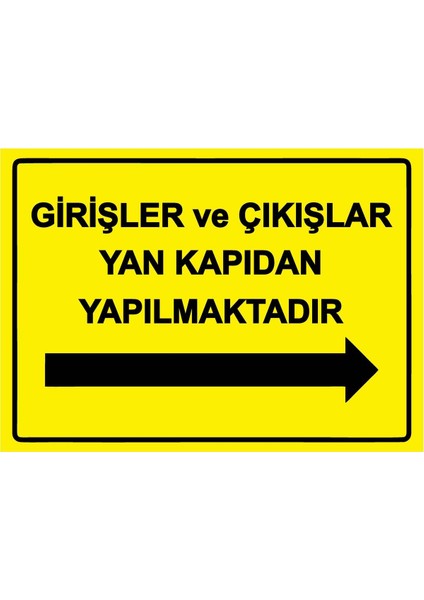 Girişler ve Çıkışlar Yan Kapıdan Yapılmaktadır Isg Uyarı Levhası Pvc A5 15X21 cm