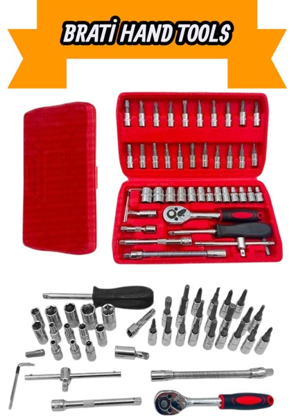 Cr-V Max 1/4 Cırcırlı 46 Parça Lokma Anahtar Takımı Bits Uç Seti