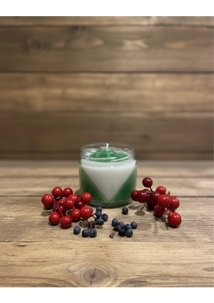 Çiçek Desenli Şeritli Özel Tasarım Dekoratif Cam Kavonozlu Kokulu Yeşil Mum (Orkide Kokulu) fiyatları