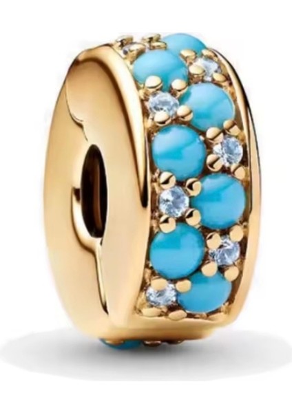 Gümüş Gold Renk Su Mavisi Klips Charm fiyatları