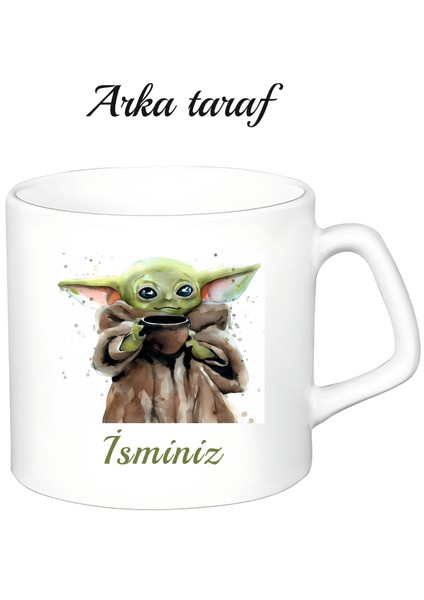 Kişiye Özel Baby Yoda Beyaz Afilli Kupa Bardak fiyatları