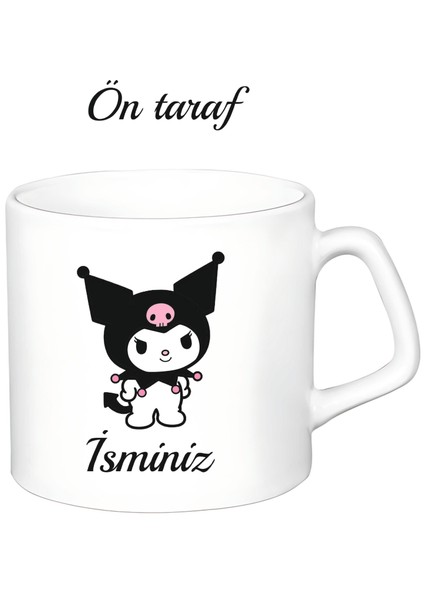 Kişiye Özel Kuromi Beyaz Afilli Kupa Bardak