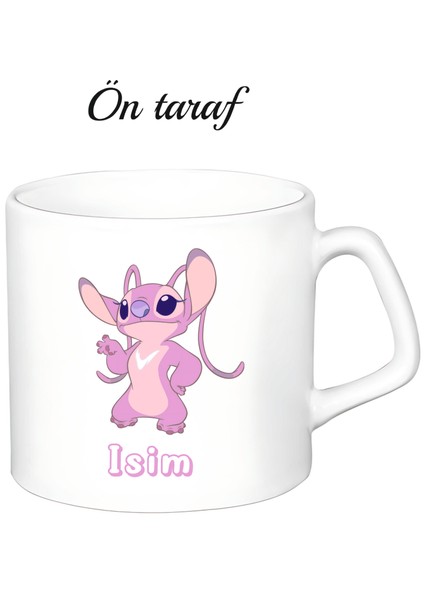 Kişiye Özel Angel Stitch Beyaz Afilli Kupa Bardak