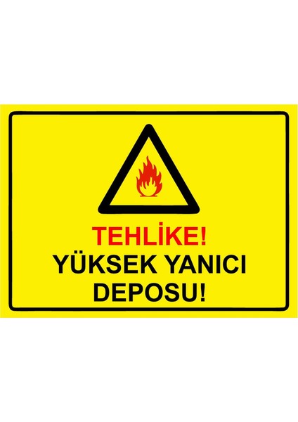 Tehlike! Yüksek Yanıcı Deposu! Isg Uyarı Levhası Pvc A5 15X21 cm