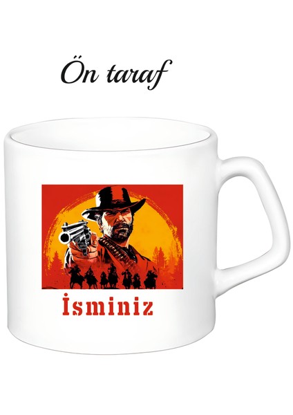 Kişiye Özel Red Dead Redemption Temalı Beyaz Afilli Kupa Bardak