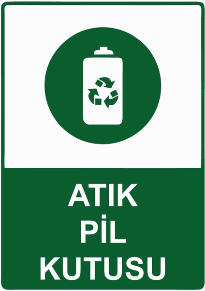 Atık Pil Kutusu Isg Uyarı Levhası Pvc A5 15X21 cm