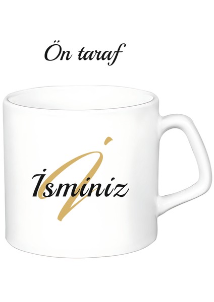 Kişiye Özel Isimli Beyaz Afilli Kupa Bardak