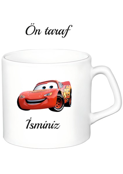 Kişiye Özel Arabalar Mcquenn Beyaz Afilli Kupa Bardak