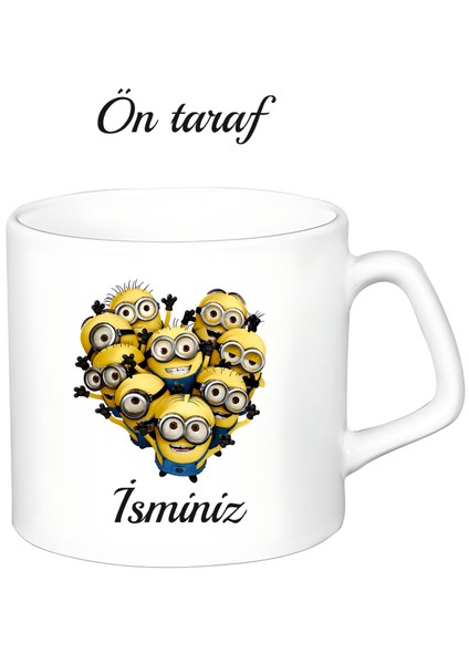 Kişiye Özel Minyonlar Beyaz Afilli Kupa Bardak