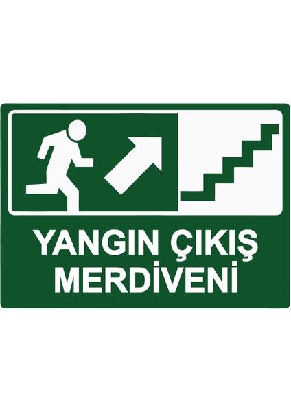 Yangın Çıkış Merdiveni Isg Uyarı Levhası Pvc A5 15X21 cm