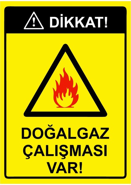 Dikkat! Doğalgaz Çalışması Var! Isg Uyarı Levhası Pvc A5 15X21 cm