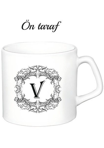 Kişiye Özel Harf Beyaz Afilli Kupa Bardak